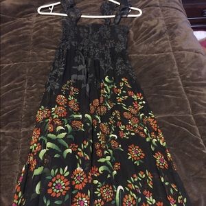 Adorable long black floral summer dress